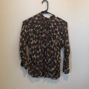 MNG by Mango Mock Neck 3/4 Sleeve Blouse